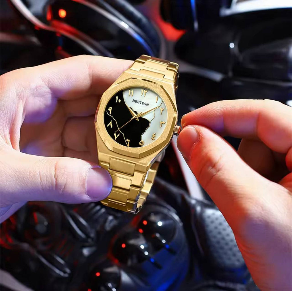 ARABIC BESTWIN WATCH STAINLESS STEEL BATTERY POWERED WATER RESISTANT ENGRAVING SERVICES ENQUIRIES