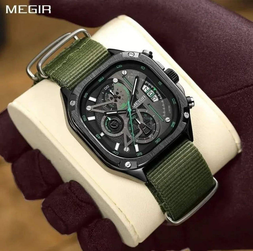 MEGIR CHRONOGRAPH GENTS WATCH 2 OPTIONS -METTALIC STRAP -CONVERSE STRAP CHRONOGRAPH MOVEMENT DATE DISPLAY HD LUMINOUS BATTERY POWERED WATER RESISTANT ENGRAVING SERVICES /ENQUIRIES