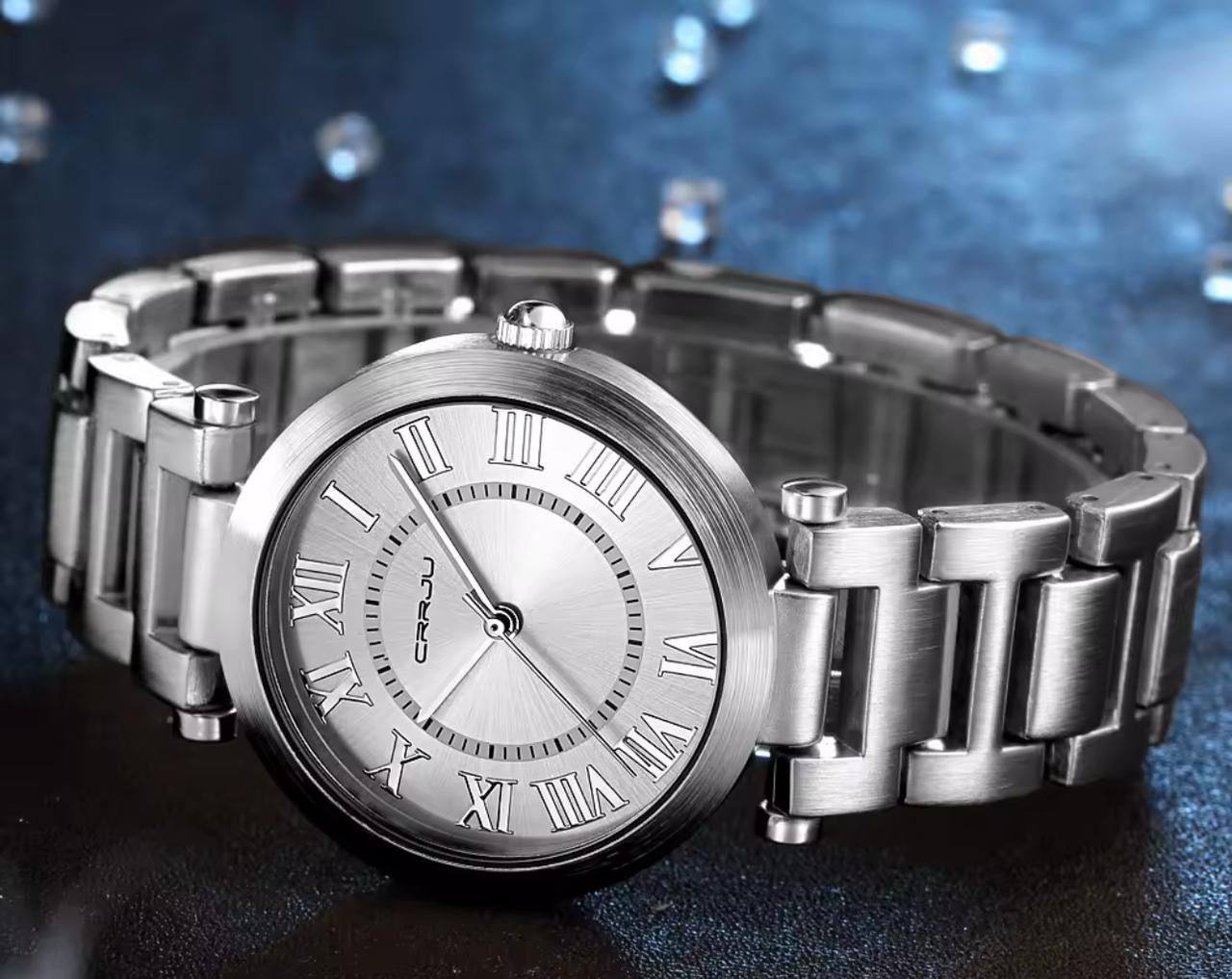 CRRJU 2123 LADIES WATCH 4 COLOURS STAINLESS STEEL WATER RESISTANT BATTERY POWERED ENGRAVING