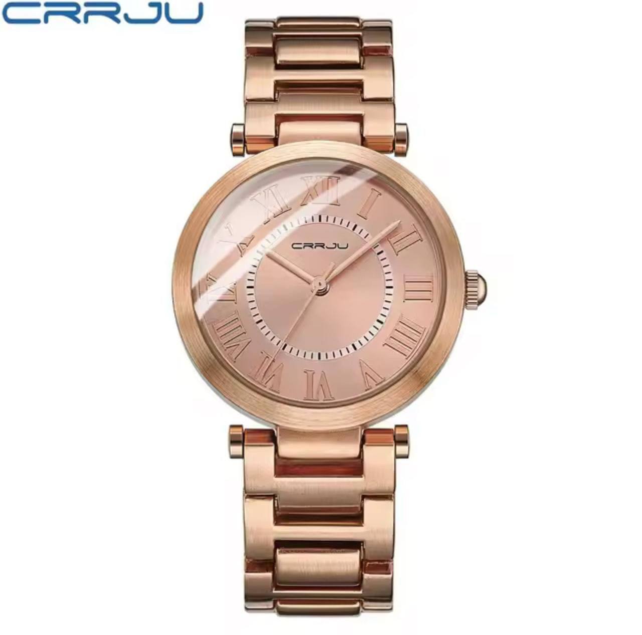 CRRJU 2123 LADIES WATCH 4 COLOURS STAINLESS STEEL WATER RESISTANT BATTERY POWERED ENGRAVING
