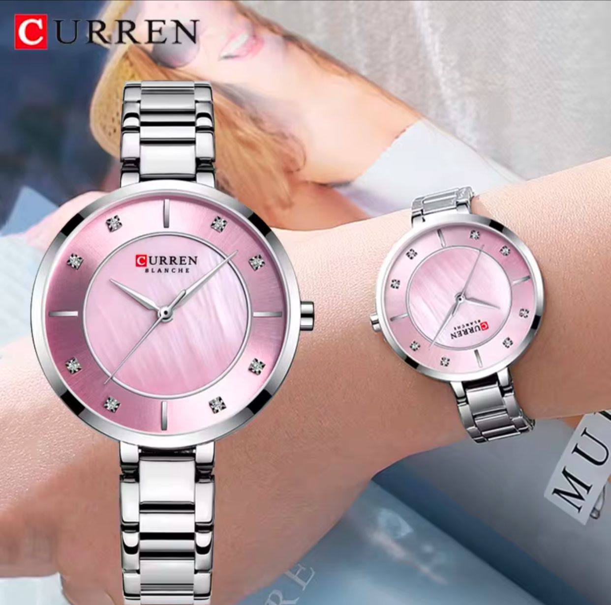 CURREN LADIES #9051 STAINLESS STEEL WATER RESISTANT BATTERY POWERED 3 COLOR OPTIONS CURREN BRANDED BOX ENGRAVING SERVICES ENQUIRIES