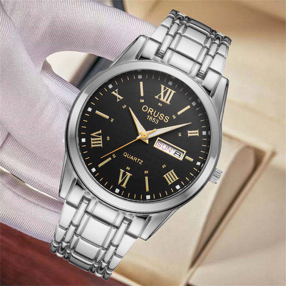 ‼ BRAND ALERT ‼ ORUSS MEN DAY & DATE WATCH DATE DISPLAY STAINLESS STEEL BATTERY POWERED WATER RESISTANT ENGRAVING SERVICES ENQUIRIES