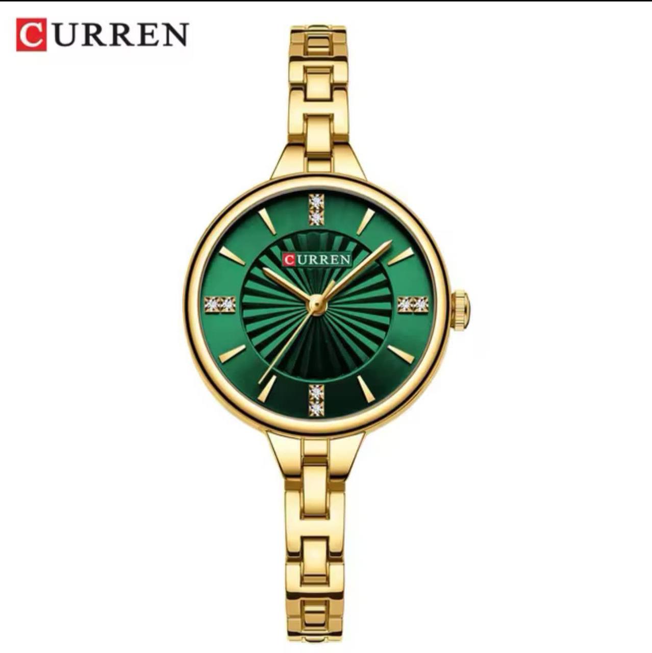 CURREN LADIES #9097 (METALLIC ) GOLD GREEN GOLD WHITEGOLD SILVER SILVER BLUE WATER RESISTANT BATTERY POWERED CURREN BRANDED BOX ENGRAVING SERVICES ENQUIRIES