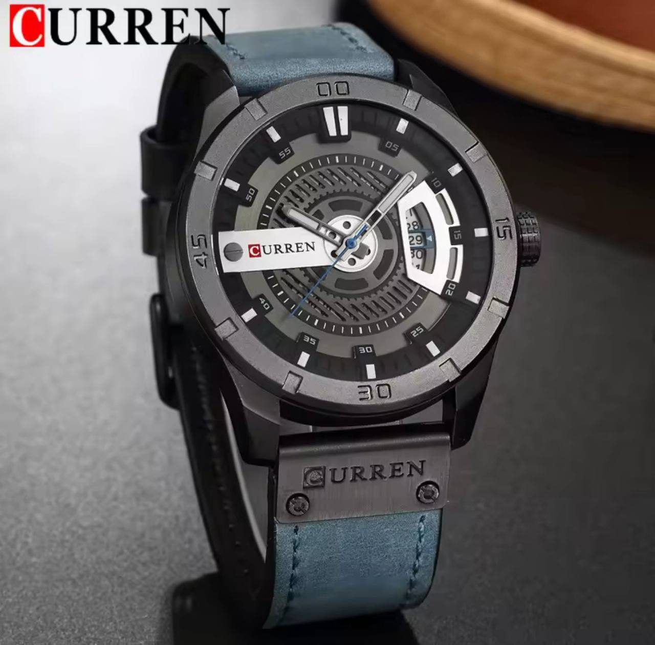 CURREN GENTS 8301 BATTERY POWERED DATE DISPLAY WATER RESISTANT ENGRAVING SERVICES CURREN BRANDED BOX ENQUIRIES