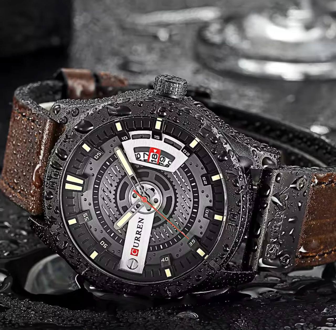 CURREN GENTS 8301 BATTERY POWERED DATE DISPLAY WATER RESISTANT ENGRAVING SERVICES CURREN BRANDED BOX ENQUIRIES