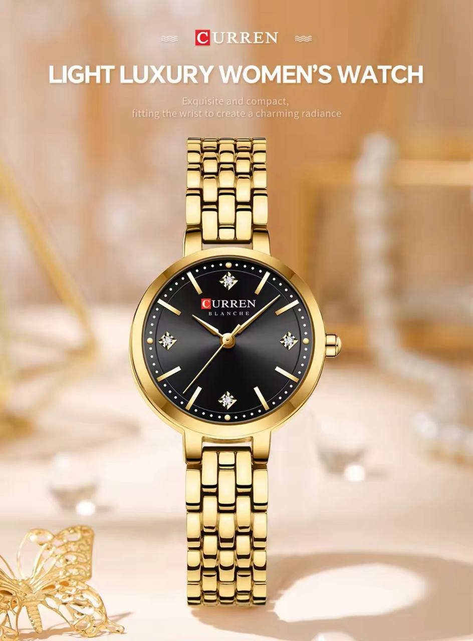 CURREN LADIES #9106 (METALLIC ) WATER RESISTANT BATTERY POWERED ENGRAVING SERVICES PER WORD,300 LOGO CURREN BRANDED BOX ENQUIRIES