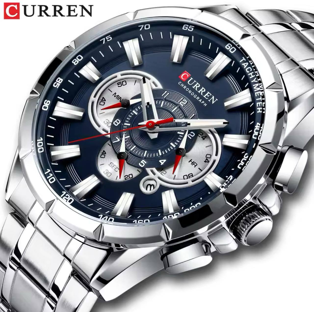 CURREN GENTS #8363 WATER RESISTANT BATTERY POWERED DATE DISPLAY CHRONOGRAPH MOVEMENT LUMINOUS 2 COLOR OPTIONS CURREN BRANDED BOX ENQUIRIES