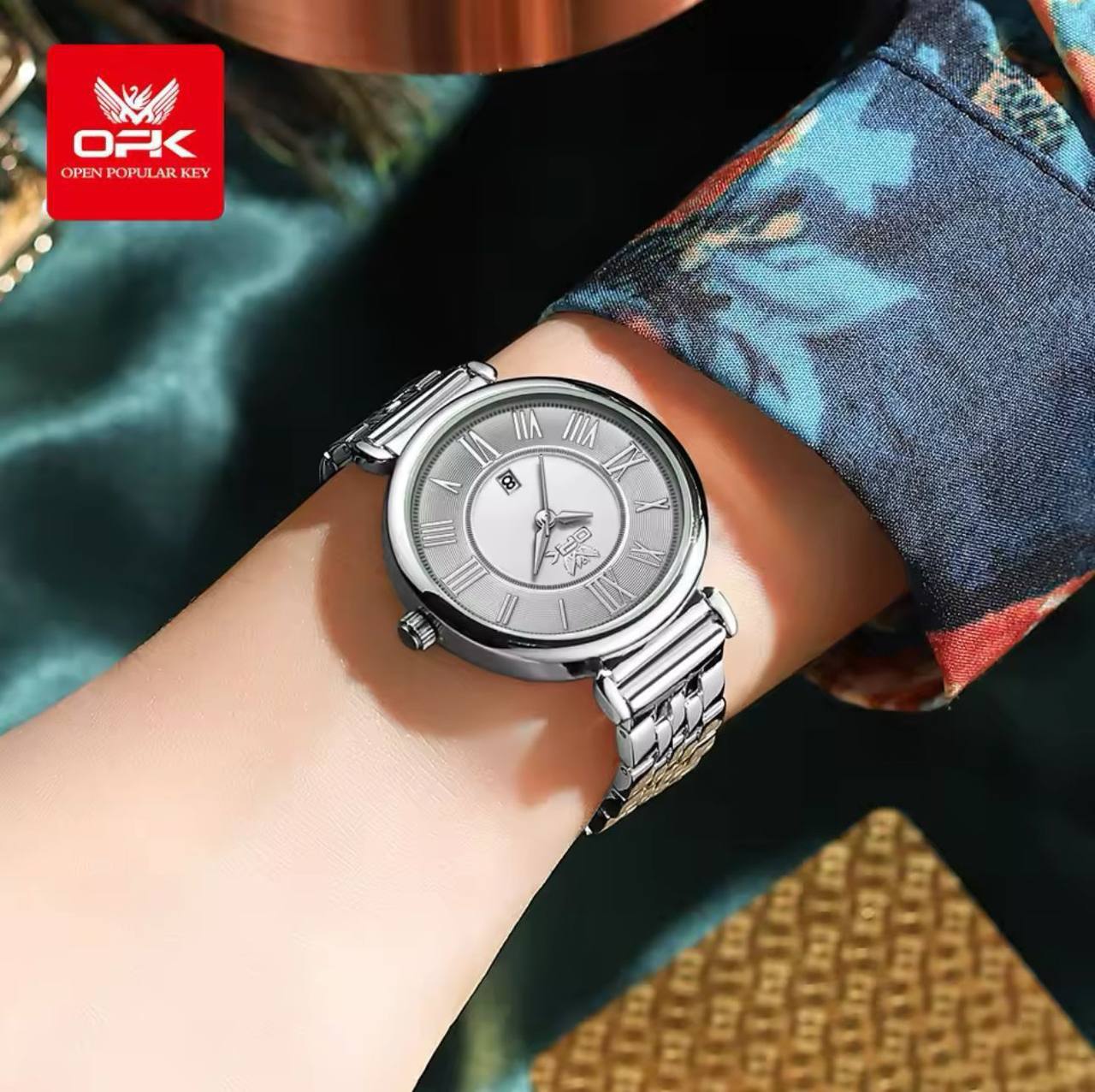 ‼ ‼ OPK LADIES WATCH #8167 DATE DISPLAY STAINLESS STEEL BATTERY POWERED WATER RESISTANT ENGRAVING SERVICES ENQUIRIES