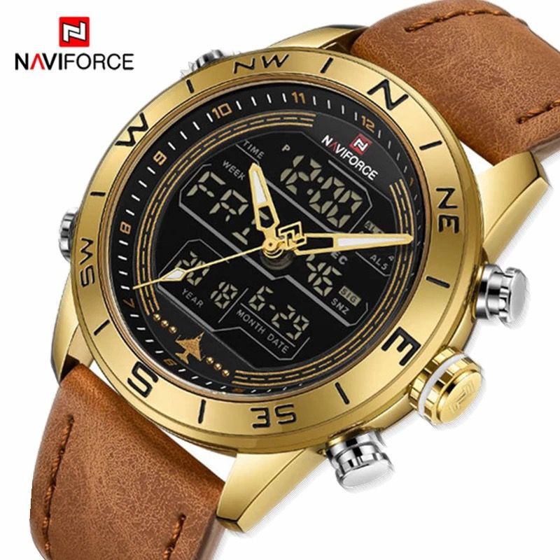 NAVIFORCE DUAL TIME LIGHT BUTTON ALARM 12 AND 24 HOURS TIME DISPLAY