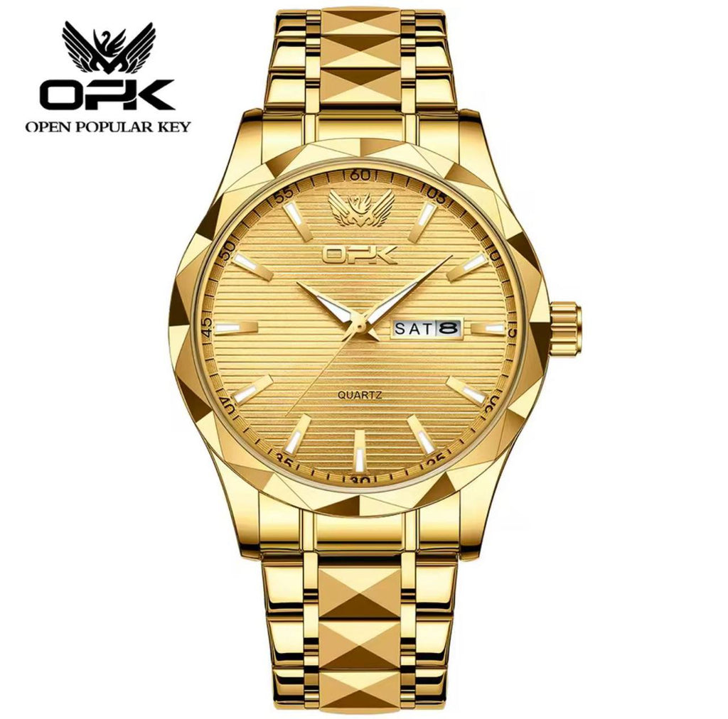 ARRIVALS OPK GENTS WATCH #8164 DATE DISPLAY STAINLESS STEEL BATTERY POWERED WATER RESISTANT ENGRAVING SERVICES ENQUIRIES