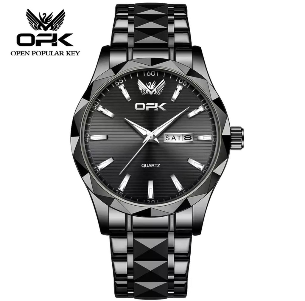 ARRIVALS OPK GENTS WATCH #8164 DATE DISPLAY STAINLESS STEEL BATTERY POWERED WATER RESISTANT ENGRAVING SERVICES ENQUIRIES