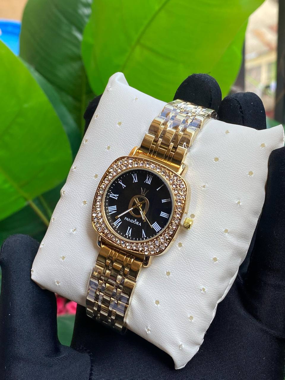 PANDORA LADIES WATCH STAINLESS STEEL WATER RESISTANT BATTERY POWERED ICED OUT ENGRAVING SERVICES ENQUIRIES