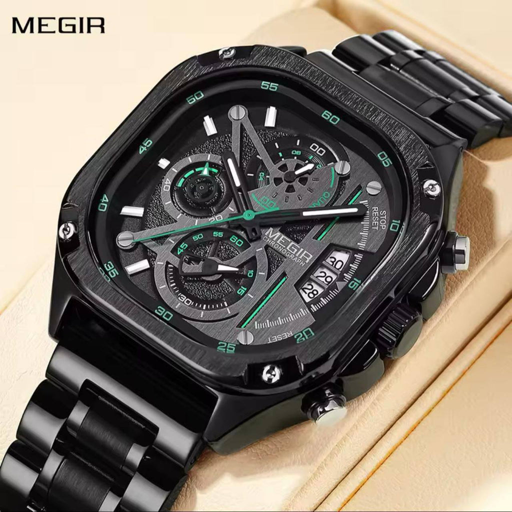 MEGIR CHRONOGRAPH GENTS WATCH 2 OPTIONS -METTALIC STRAP -CONVERSE STRAP CHRONOGRAPH MOVEMENT DATE DISPLAY HD LUMINOUS BATTERY POWERED WATER RESISTANT ENGRAVING SERVICES /ENQUIRIES