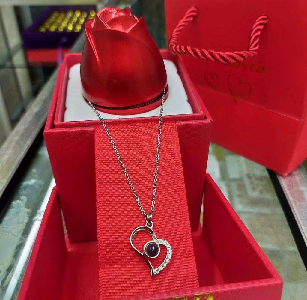 I LOVE YOU NECKLACE 100 LANGUAGES SILVER ROSE GOLD NECKLACE COMES A BOX AND GIFT BAG