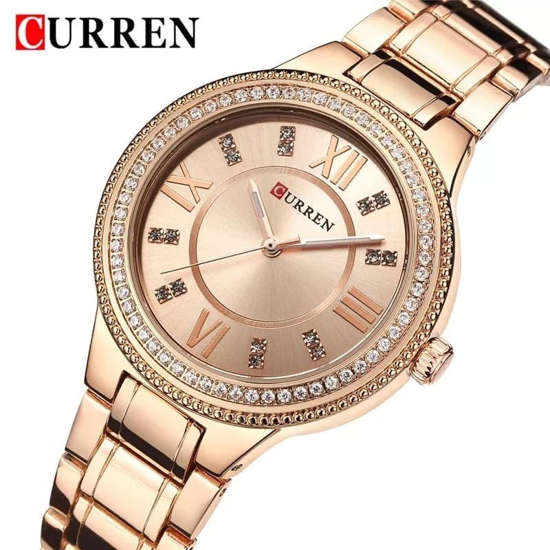 LADIES CURREN 9004L ROSE GOLD BLACK SILVER