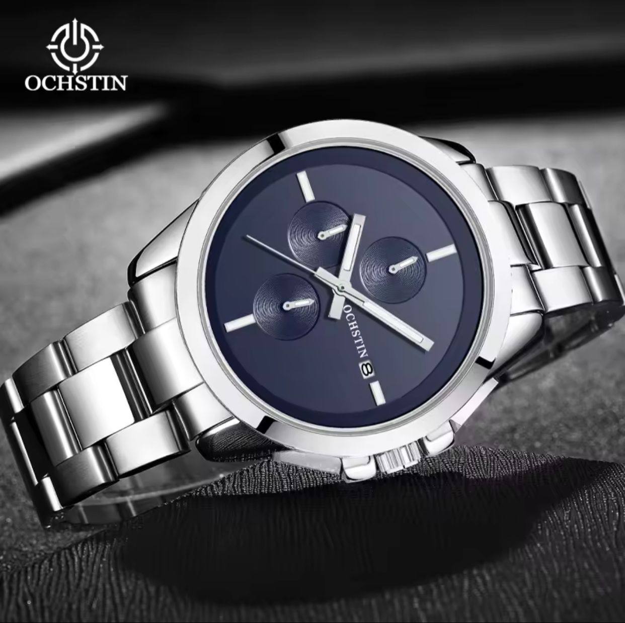 🧨BRAND ALERT 🧨 OCHSTIN MINIMALIST CHRONOGRAPH GENTS WATCH #6059 CLEAR LUMINOUS FUNCTION CHRONOGRAPH MOVEMENT BATTERY POWERED STAINLESS STEEL WATER RESISTANT ⃣2 COLOR OPTIONS ENGRAVING SERVICES ENQUIRIES