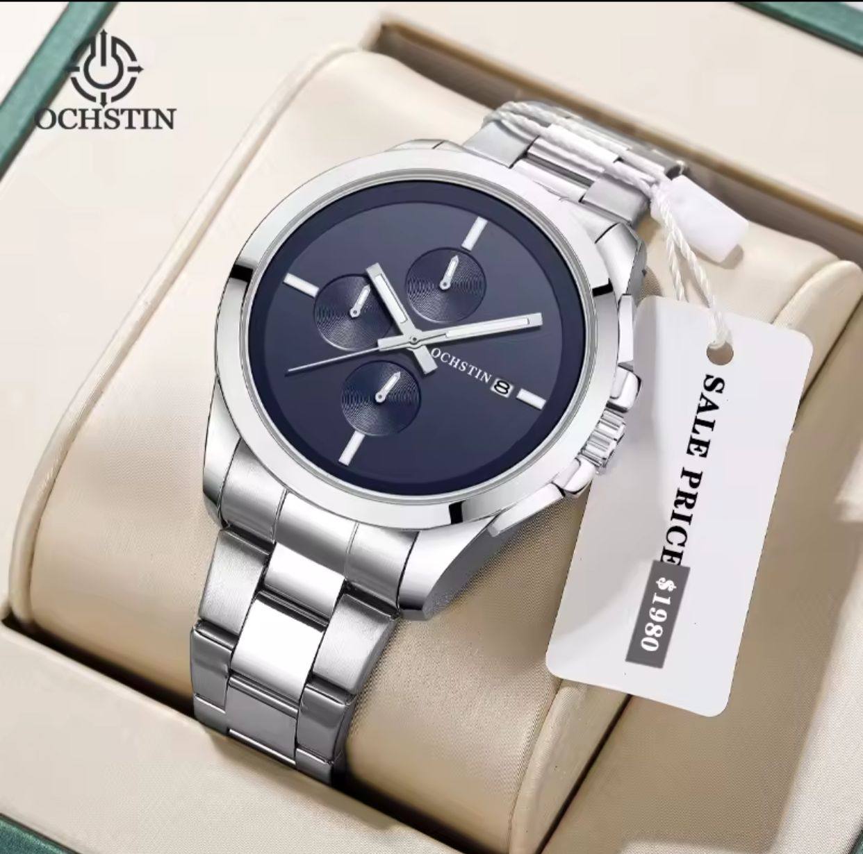 🧨BRAND ALERT 🧨 OCHSTIN MINIMALIST CHRONOGRAPH GENTS WATCH #6059 CLEAR LUMINOUS FUNCTION CHRONOGRAPH MOVEMENT BATTERY POWERED STAINLESS STEEL WATER RESISTANT ⃣2 COLOR OPTIONS ENGRAVING SERVICES ENQUIRIES