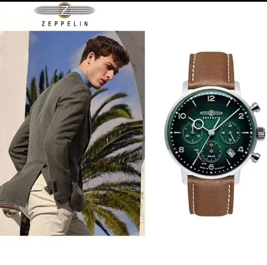 ZEPPELIN CHRONOGRAPH GENTS WATCH DATE DISPLAY WATER RESISTANT BATTERY POWERED CHRONOGRAPH MOVEMENT ENGRAVING SERVICES ENQUIRIES