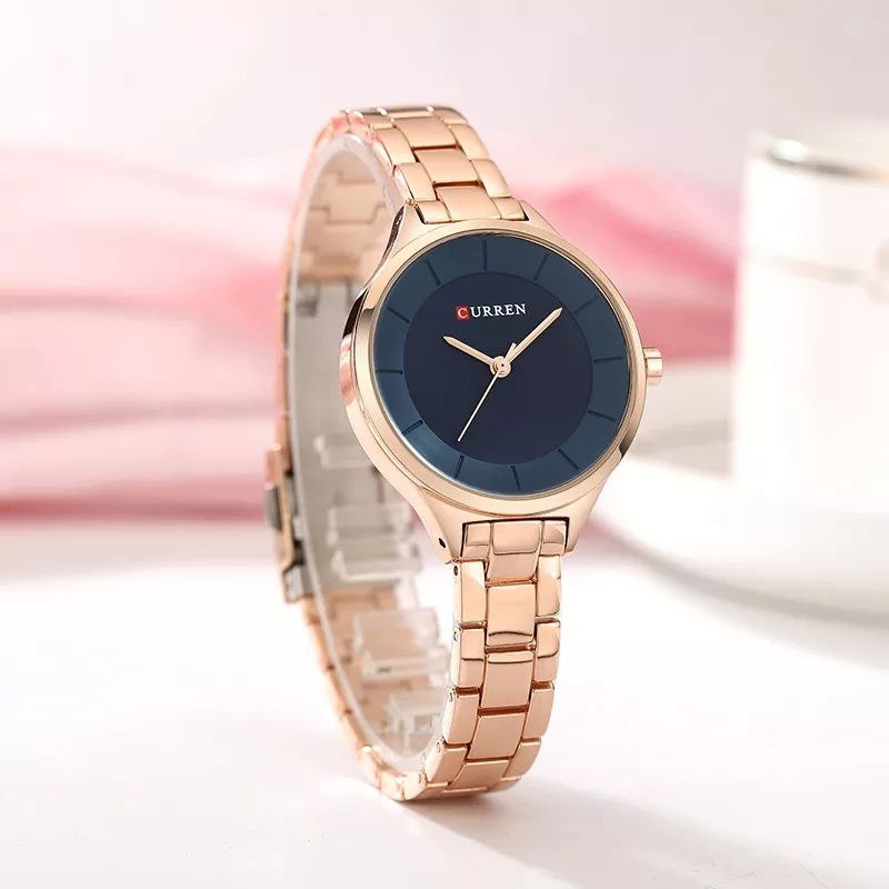 LADIES CURREN 9015 BLACK ROSE GOLD