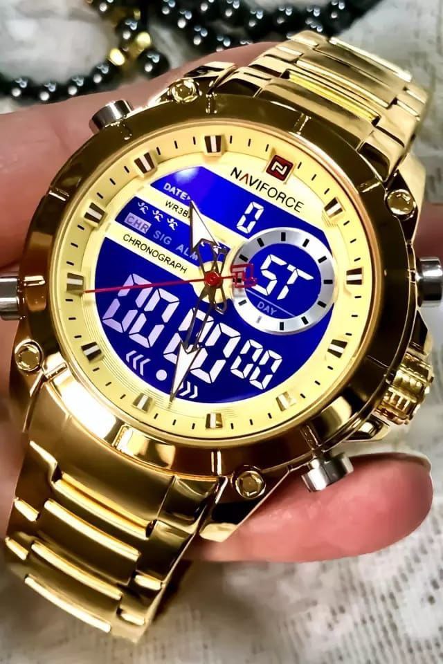 MEN NAVIFORCE NF 9189 ANALOGUE&DIGITAL DISPLAY GOLD BLUE