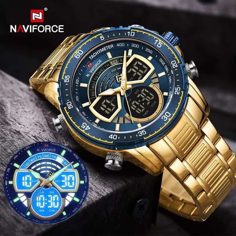 MEN NAVIFORCE NF 9189 ANALOGUE&DIGITAL DISPLAY GOLD BLUE