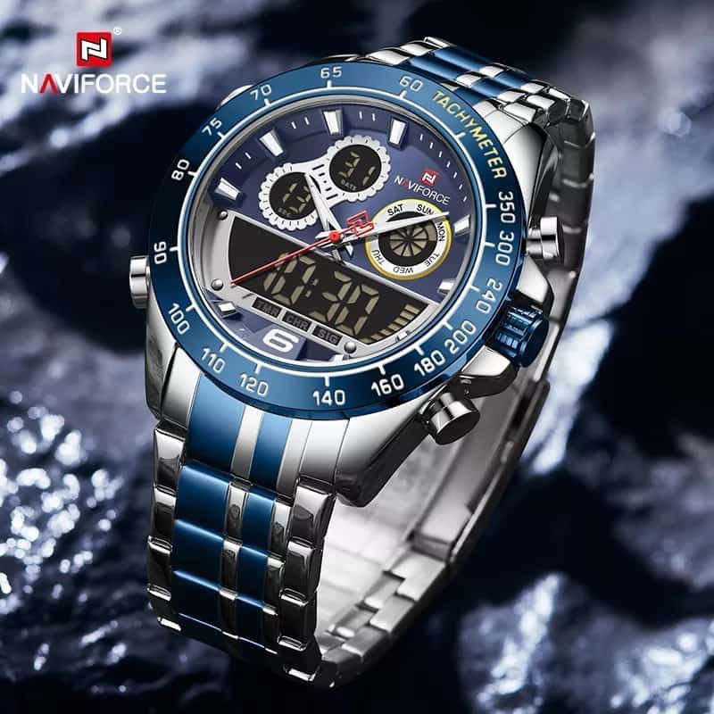 MEN NAVIFORCE NF 9188 ANALOGUE&DIGITAL DISPLAY GOLD SILVER BLUE