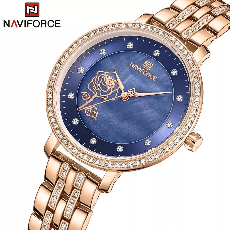 NAVIFORCE LADIES NF 5019 MESH ADJUSTABLE STRAP WATERPROOF ROSE GOLD GREEN ROSE GOLD BLUE