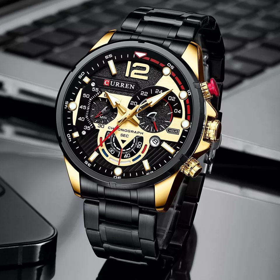 CHRONOGRAPH CURREN LUMINOUS DATE DISPLAY CHRONOGRAPH MOVEMENT STAINLESS STEEL WATER RESISTANT