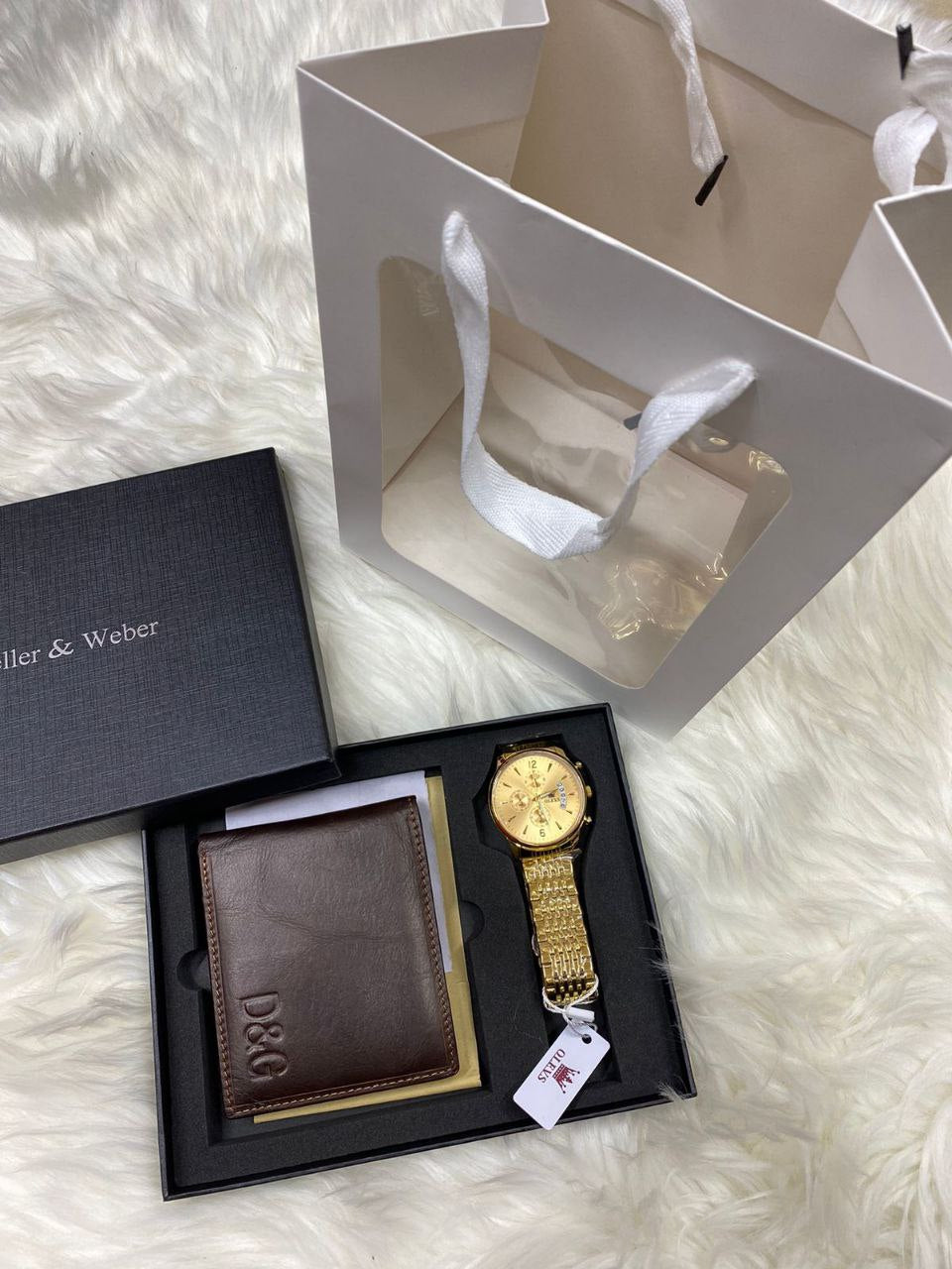 MEN SET WALLET CHRONOGRAPH WATCH BOX BAG