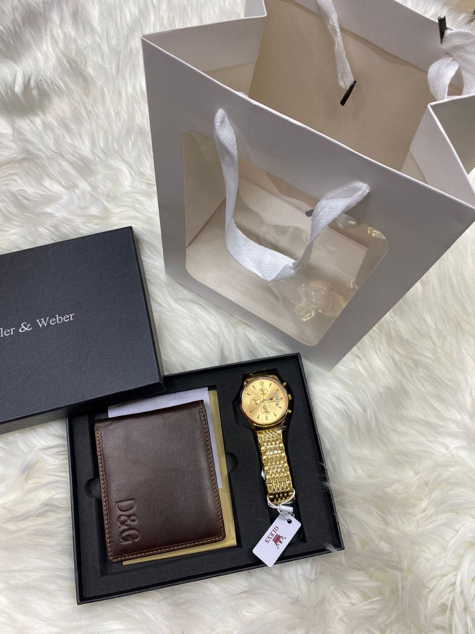 MEN SET WALLET CHRONOGRAPH WATCH BOX BAG