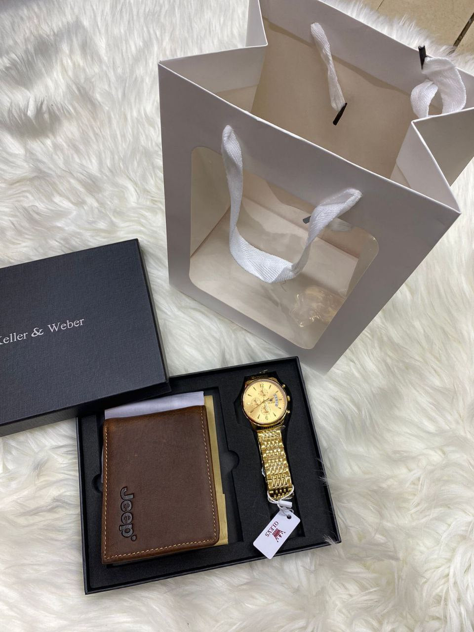 MEN SET WALLET CHRONOGRAPH WATCH BOX BAG