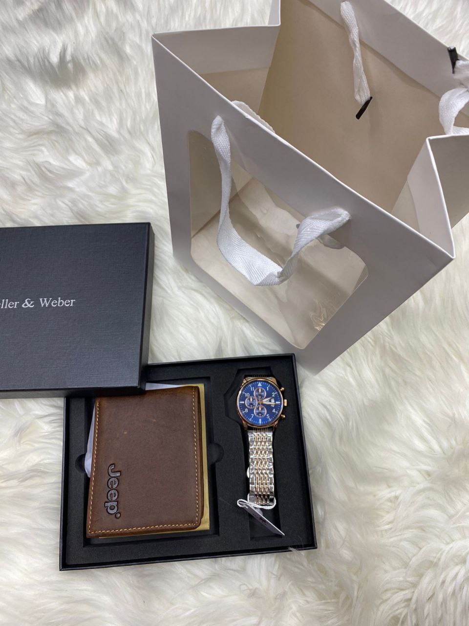 MEN SET WALLET CHRONOGRAPH WATCH BOX BAG