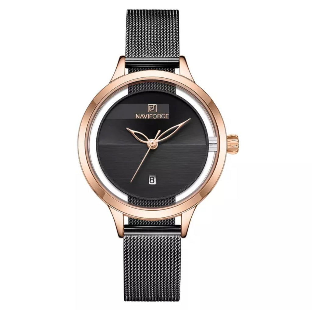 NAVIFORCE NF5014 DATE DISPLAY STAINLESS STEEL FINISH BLUE ROSE GOLD BLACK