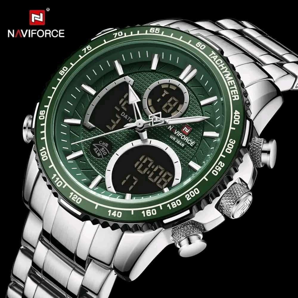 MEN NAVIFORCE NF 9182 ANALOGUE&DIGITAL DISPLAY SILVER GREEN SILVER BLUE