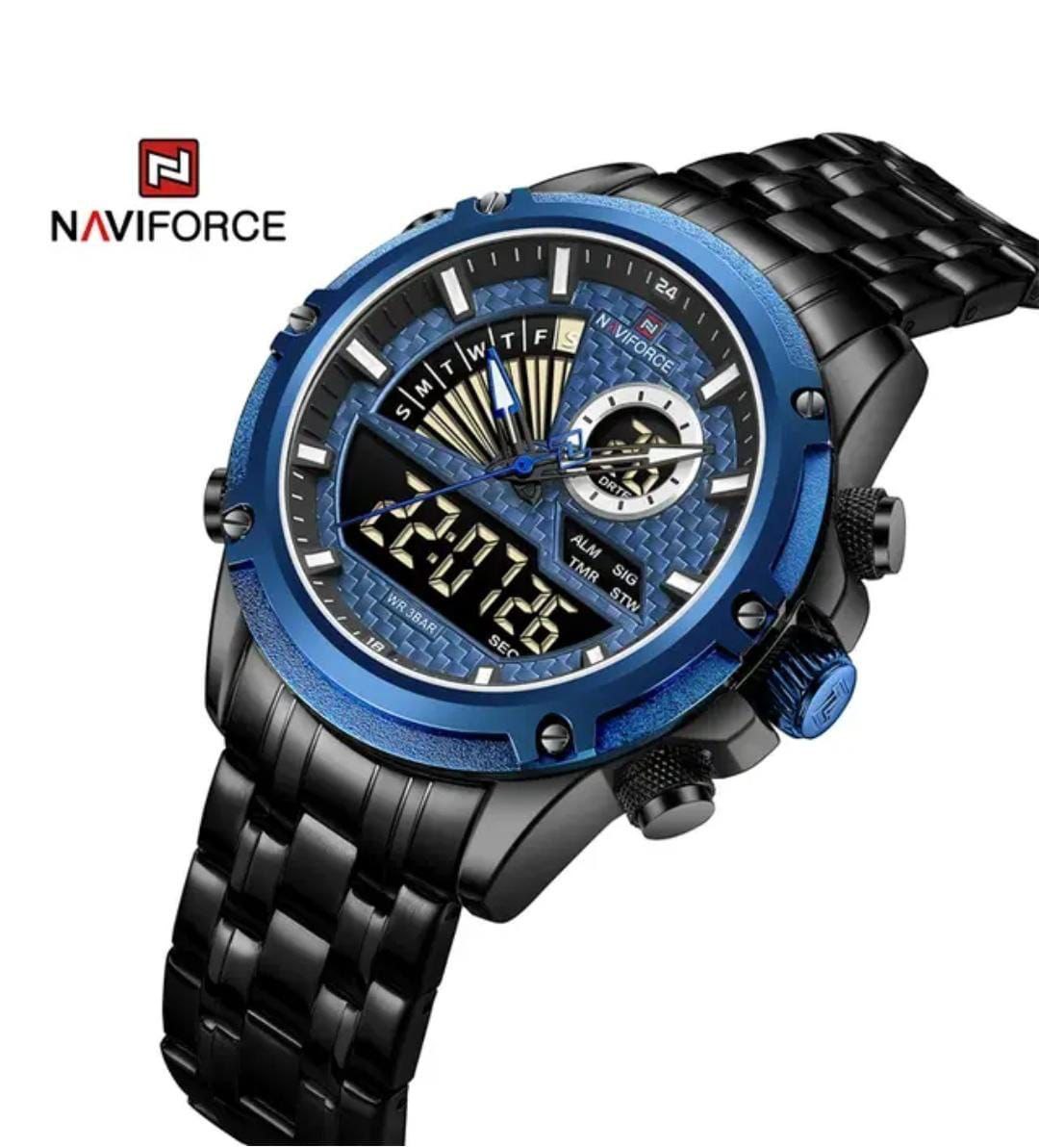 MEN NAVIFORCE NF 9189 ANALOGUE&DIGITAL DISPLAY GOLD BLUE SILVER BLUE