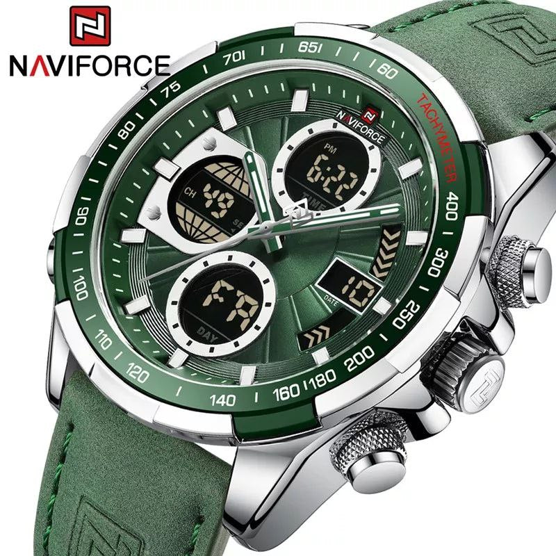 MEN NAVIFORCE NF 9197 ANALOGUE&DIGITAL DISPLAY BLACK BROWN BLUE GREEN GOLD GREEN SILVER