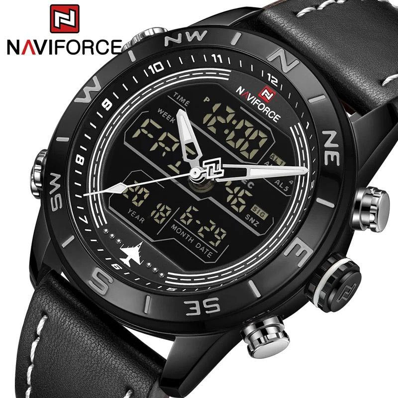 MEN NAVIFORCE NF9144 ANALOGUE&DIGITAL DISPLAY BLACK DARK BROWN