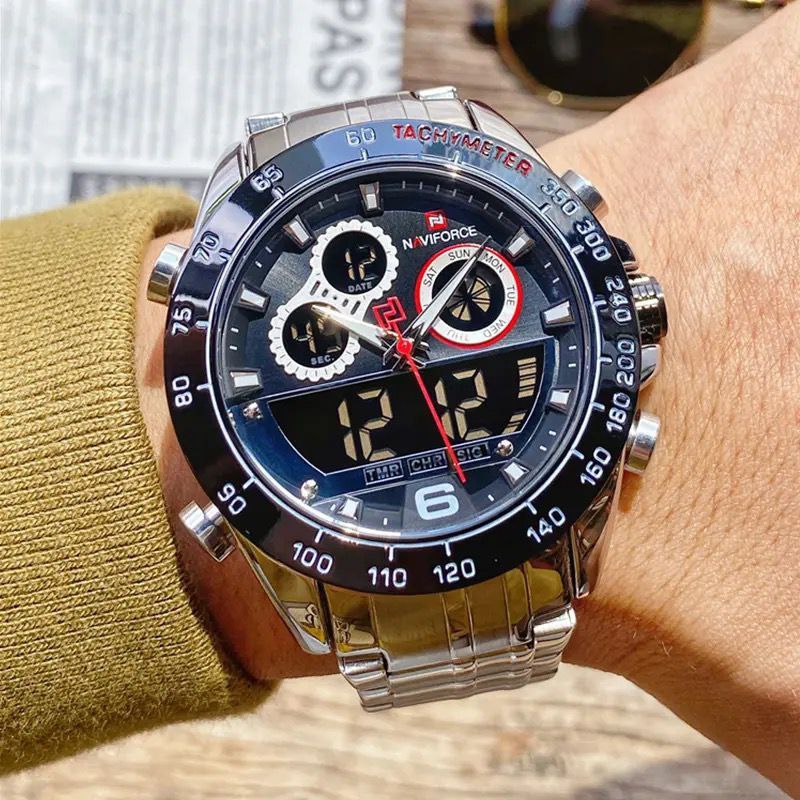MEN NAVIFORCE NF9188 ANALOGUE&DIGITAL DISPLAY SILVER BLACK