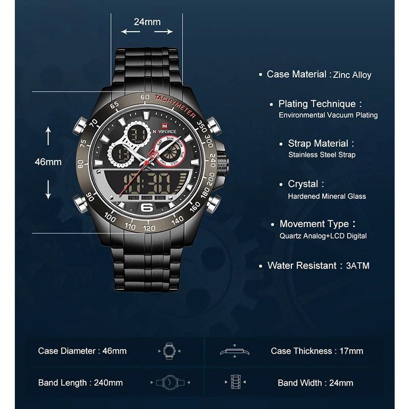 NAVIFORCE NF 9188 BLACK SILVER