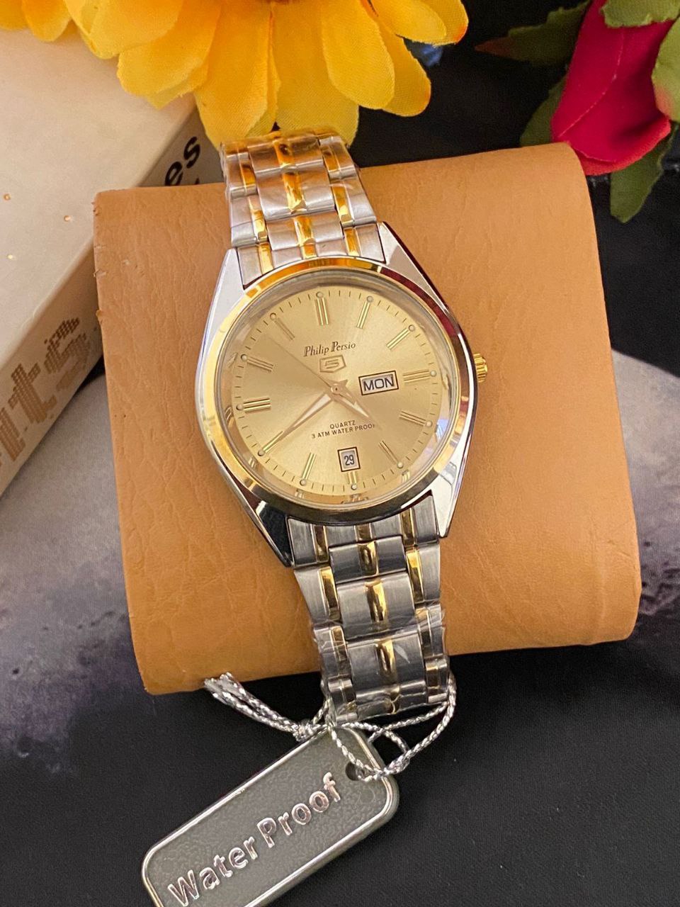 PHILIP PERSIO DAY AND DATE SILVER GOLD/TT