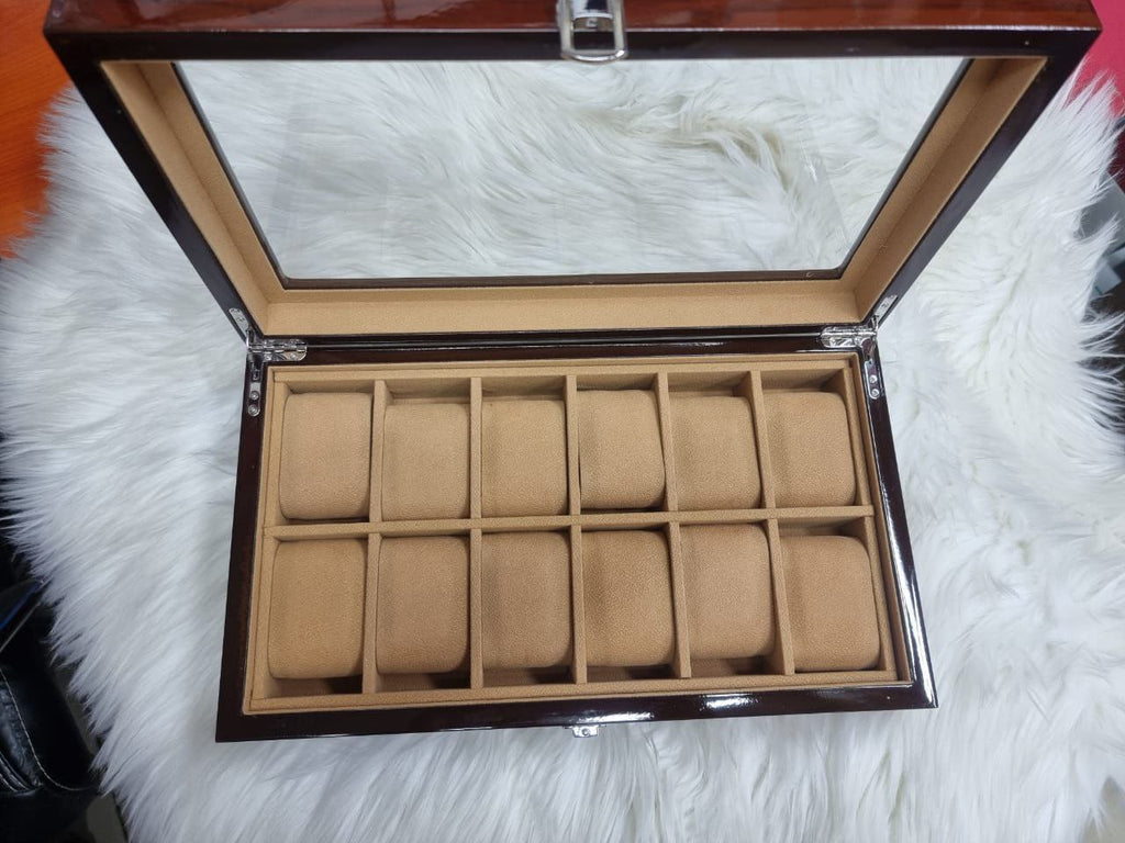 12 SLOTS WOODEN WATCH ORGANIZER