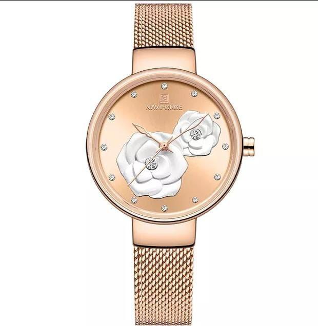 NAVIFORCE LADIES NF 5028 ADJUSTABLE MESH STRAP ROSE GOLD