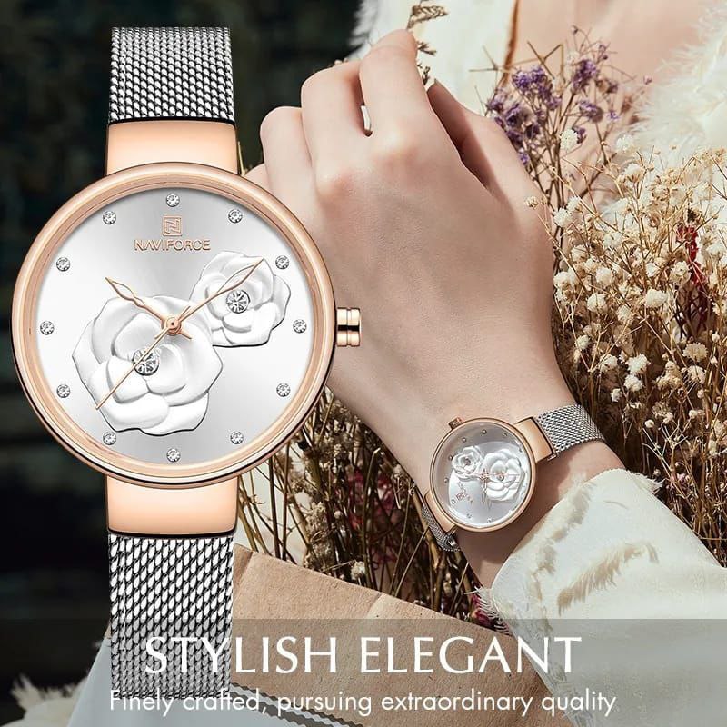 NAVIFORCE LADIES NF 5028 ADJUSTABLE MESH STRAP ROSE GOLD