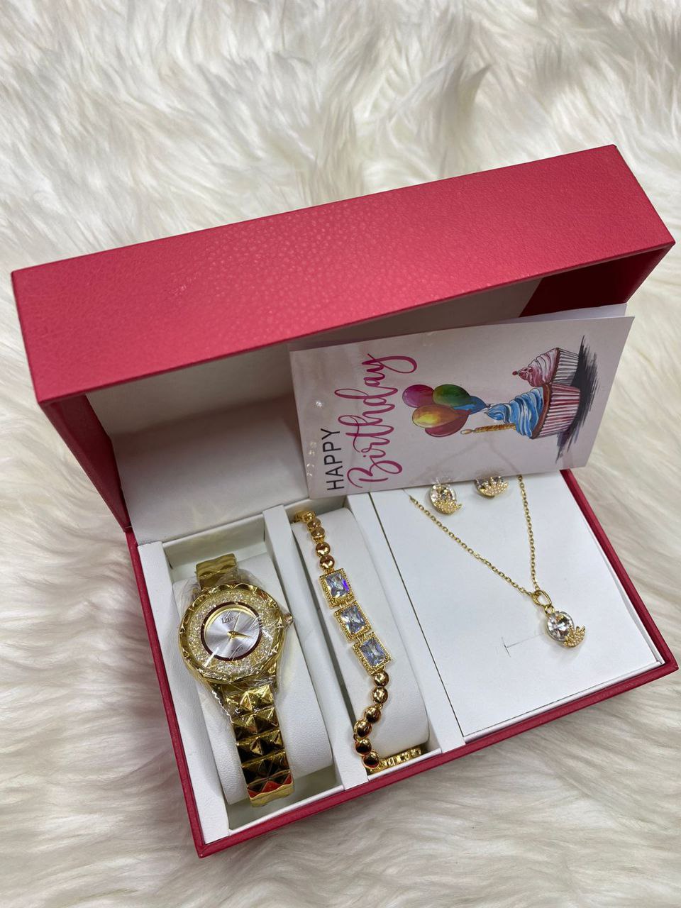 4 1 GIFT SET + CARD WATCH NECKLACE BRACELET EARRINGS