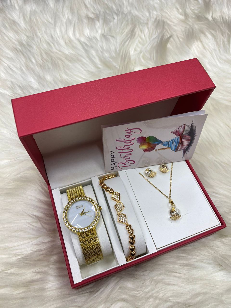 4 1 GIFT SET + CARD WATCH NECKLACE BRACELET EARRINGS