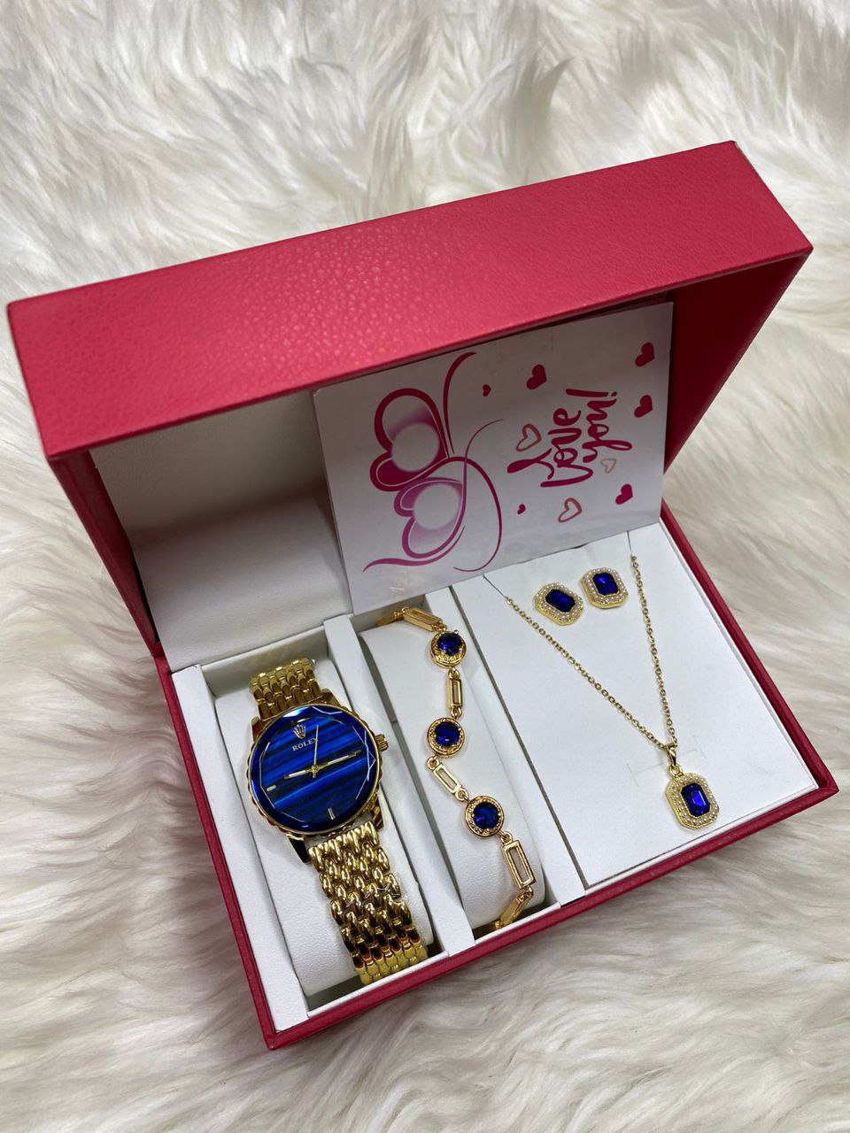 4 1 GIFT SET + CARD WATCH NECKLACE BRACELET EARRINGS