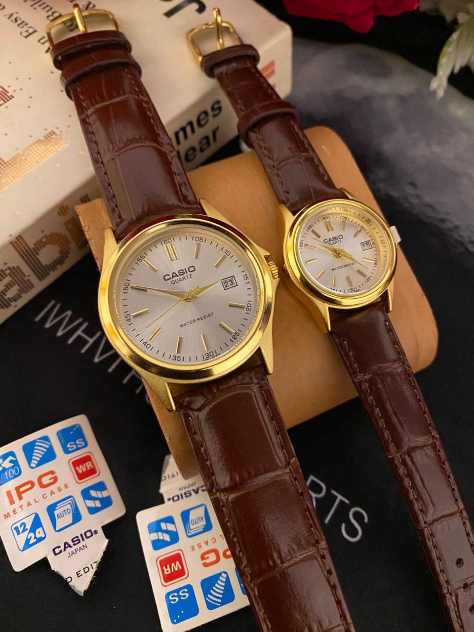 LEATHER CASIO DATE DISPLAY WATER RESISTANT BATTERY POWERED WATER RESISTANT ,3000 A PAIR