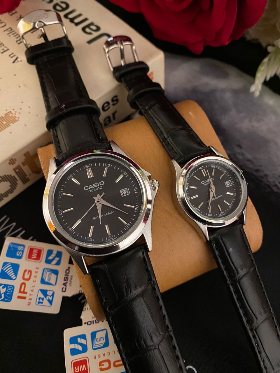 LEATHER CASIO DATE DISPLAY WATER RESISTANT BATTERY POWERED WATER RESISTANT ,3000 A PAIR