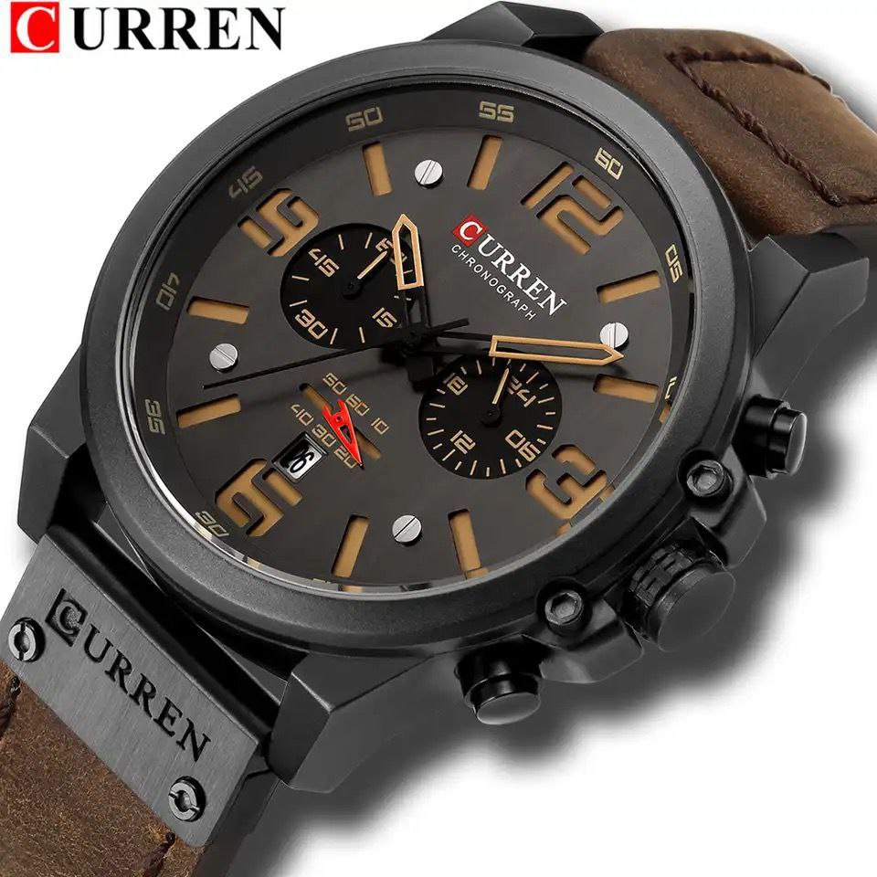 CURREN 8314 WATER RESISTANT LEATHER STRAP CHRONOGRAPH DATE DISPLAY CURREN BRANDED BOX