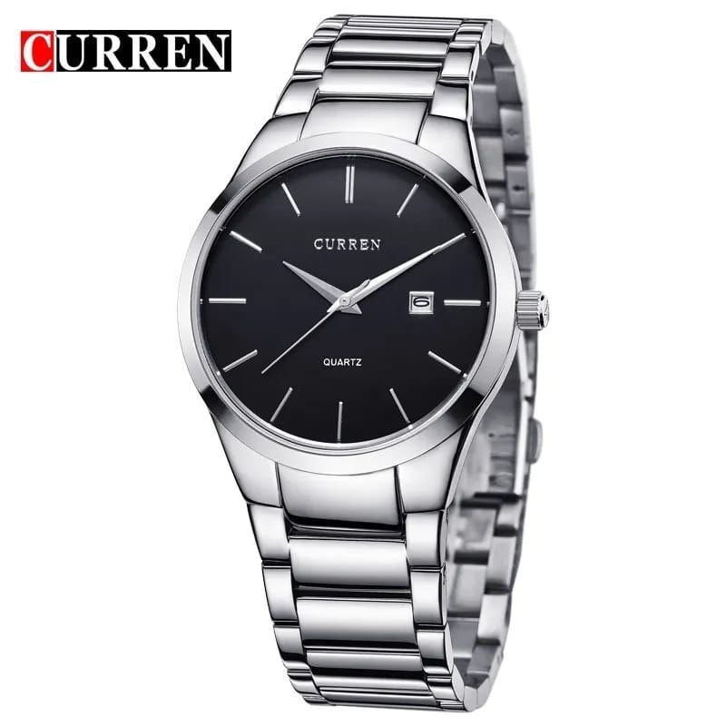 GENTS CURREN 8106 BLACK SILVER DATE DISPLAY WATER RESISTANT CURREN BRANDED BOX
